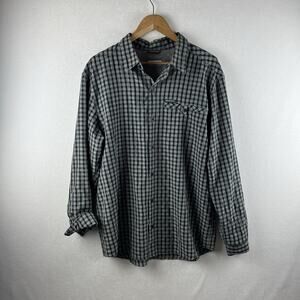 Columbia Shirt Men’s Large Gray Black Plaid Omni Shade Sun Protection